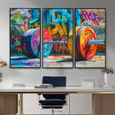 Fitness Gym Barbell Graffiti Wall Art Canvas Print
