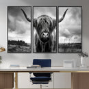 Scottish Cow Wall Art Canvas Print | Longhorn Wall Art |