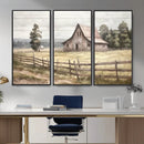 Rustic Farmhouse Barn Wall Art | 3-Panel Framed Gallery Wrap