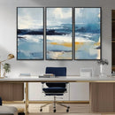 Abstract Ocean Canvas Wall Art - Coastal Blue and Gold