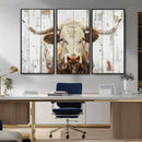 Rustic Longhorn Bull Wall Art Canvas Set – Western-Inspired