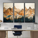 Rustic Wood Mountain Wall Art Print | Triptych Giclee Print