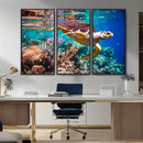 Sea Turtle Wall Art Canvas Print – Vibrant Ocean Coral Reef