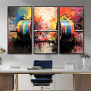Weightlifting Barbell Art Triptych, Bold Abstract Fitness