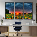 Golden Sunflower Field at Sunset – Breathtaking Sky and