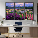 Vibrant Wildflower Garden and Mountain View Giclee Canvas