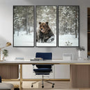 Grizzly Bear Wall Art – Framed Snowy Forest Canvas Artwork, by MyGreatCanvas | Canvas Wall Art Prints | Photo Prints & Wall Decor