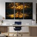 Golden Tree of Life Canvas Wall Art Print - Majestic Glowing