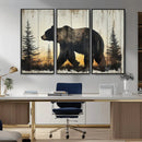 Vintage Bear Wall Art Canvas Print for Farmhouse - Mountain