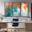 Vintage Abstract Print - Bold Teal and Orange Canvas Wall