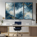 Large Abstract Print - Luxe Blue and Gold Abstract Canvas