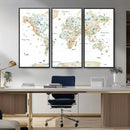 Animal World Map for Kids Room Decor