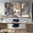 Abstract Blue and Gold Wall Art - Fluid Ink Artwork - Modern