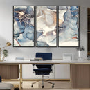 Abstract Blue and Gold Canvas Wall Art - Fluid Modern Ink