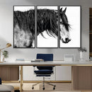 Black Horse Wall Art Canvas Print – Elegant Farmhouse Decor