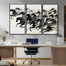 Abstract Horse Wall Art Canvas Print - Dynamic Black Ink