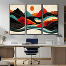 Western Wall Decor - Large Triptych Mountain Canvas - Boho
