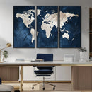 Vintage World Map Canvas Wall Art - Framed Map Print for