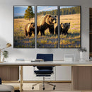 Grizzly Bear Family Wall Art Canvas Print – Majestic
