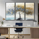 Silver Tree Wall Art – Framed Golden Leaves Canvas Artwork, by MyGreatCanvas | Canvas Wall Art Prints | Photo Prints & Wall Decor