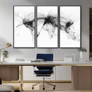 Flight Routes Air Traffic Map Canvas Wall Art - Framed -