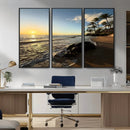 Tropical Beach Wall Art - Stunning Ocean Sunset Canvas Print
