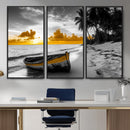 Yellow Rowboat Wall Art – Framed Tropical Shoreline Canvas by MyGreatCanvas | Canvas Wall Art Prints | Photo Prints & Wall Decor