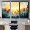 Sunrise Forest Wall Art – Framed Misty Pines Canvas Artwork by MyGreatCanvas | Canvas Wall Art Prints | Photo Prints & Wall Decor