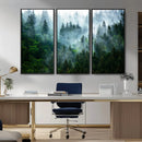 Misty Forest Wall Art Canvas Print – Framed Foggy Mountain