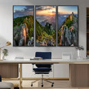 Mountain Sunset Panoramic Wall Art Canvas Print – Framed