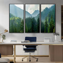 Misty Forest Mountain Wall Art Canvas Print – Framed Serene
