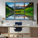 Sunrise Maroon Bells Lake Wall Art Canvas Print – Framed Elk