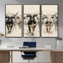 Texas Longhorn Wall Art – Framed Cattle Walking Canvas by MyGreatCanvas | Canvas Wall Art Prints | Photo Prints & Wall Decor