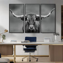 Texas Longhorn Wall Art Canvas Print – Framed Western Bull
