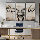 Texas Longhorn Wall Art Canvas Print – Framed Speckled Bull