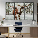 Texas Longhorn Wall Art Canvas Print – Framed Spotted Bull