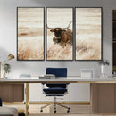 Texas Longhorn Wall Art Canvas Print – Framed Brown Horned