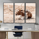 Texas Longhorn Wall Art Canvas Print – Framed Resting Bull by MyGreatCanvas | Canvas Wall Art Prints | Photo Prints & Wall Decor