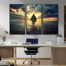 Jesus Walks Wall Art Canvas Print Framed Divine Sunset Art