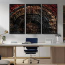 Dark Wood Ring Wall Art Canvas Print – Framed Abstract Tree