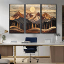 Wood Mountain Wall Art Canvas Print – Framed Boho Abstract