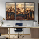 Wood Mountain Landscape Wall Art Canvas Print – Framed