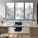 Snowy Ski Lift Wall Art – Framed Winter Mountain Canvas by MyGreatCanvas | Canvas Wall Art Prints | Photo Prints & Wall Decor