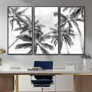 Black and White Palm Wall Art Canvas Print – Framed