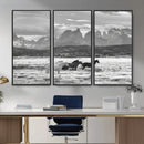 Wild Horses Wall Art – Framed Black White Mountain Canvas by MyGreatCanvas | Canvas Wall Art Prints | Photo Prints & Wall Decor