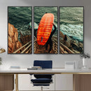 Surfer Stairway Wall Art – Framed Ocean Surf Canvas Artwork, by MyGreatCanvas | Canvas Wall Art Prints | Photo Prints & Wall Decor