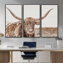 Longhorn Cow Wall Art Canvas Print – Framed Texas Ranch