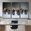 Bison Herd Wall Art Canvas Print, Framed Rustic Wildlife by MyGreatCanvas | Canvas Wall Art Prints | Photo Prints & Wall Decor