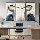 Blue Heron Pair Wall Art Canvas Print – Framed Coastal Bird
