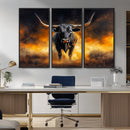 Longhorn Canvas Wall Art Canvas Print – Framed Bold Bull